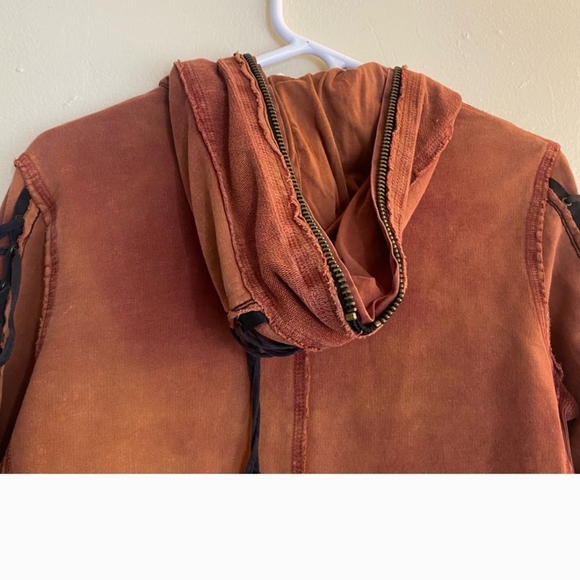 SALVAGE Y2K Corset Lace Up Sleeves Distressed Grunge Hoodie. L - Picture 11 of 12